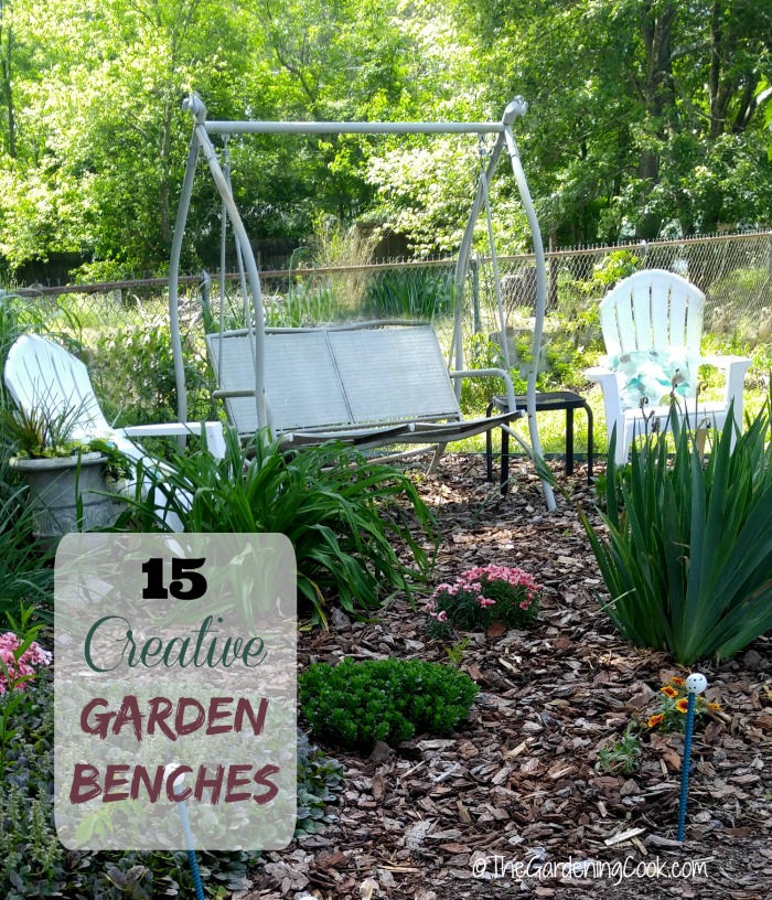 15 kreatívnych záhradných lavičiek