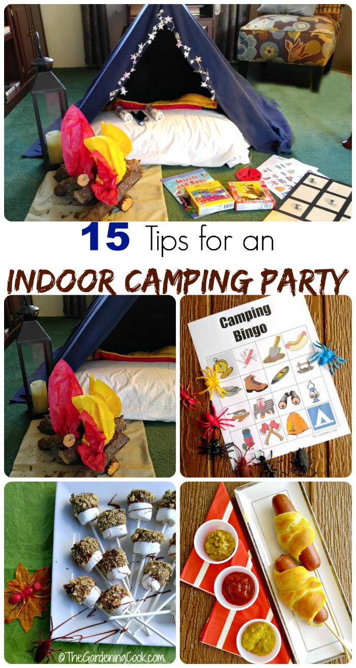 15 consigli per una divertente festa in campeggio al chiuso &amp; stampabili gratuiti per i bambini al chiuso