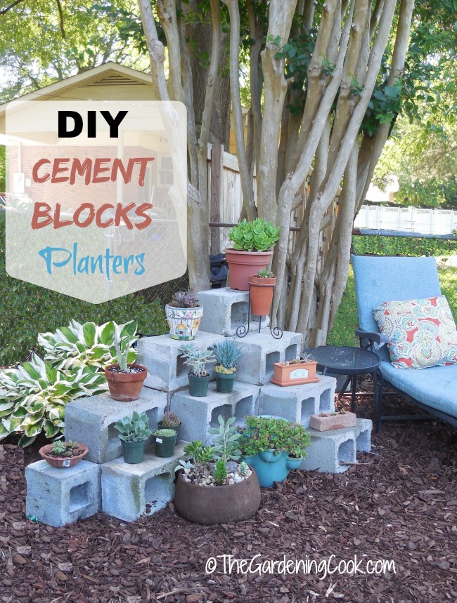DIY hylla för växter av cementblock