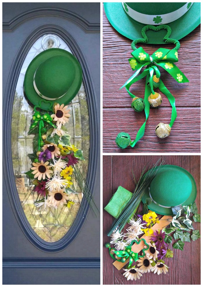 St. Patrick's Day Door Wreath - Decoración de puerta con sombrero de duende