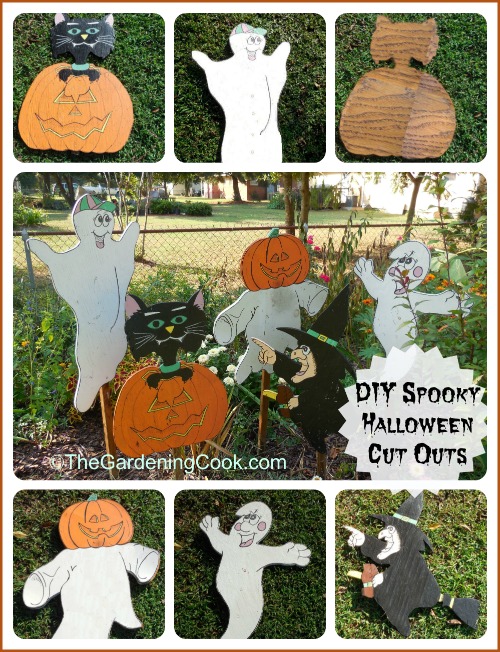 Spooky Halloween Wooded Decorations - Pumpkin Witch Cat Ghost Decor